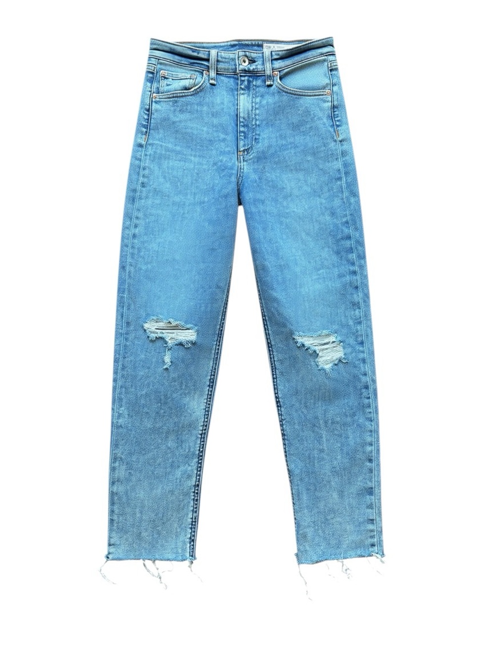 Rag & Bone Nina High Rise Ankle Cigarette Jeans Light Wash Raw Hem Distressed 27